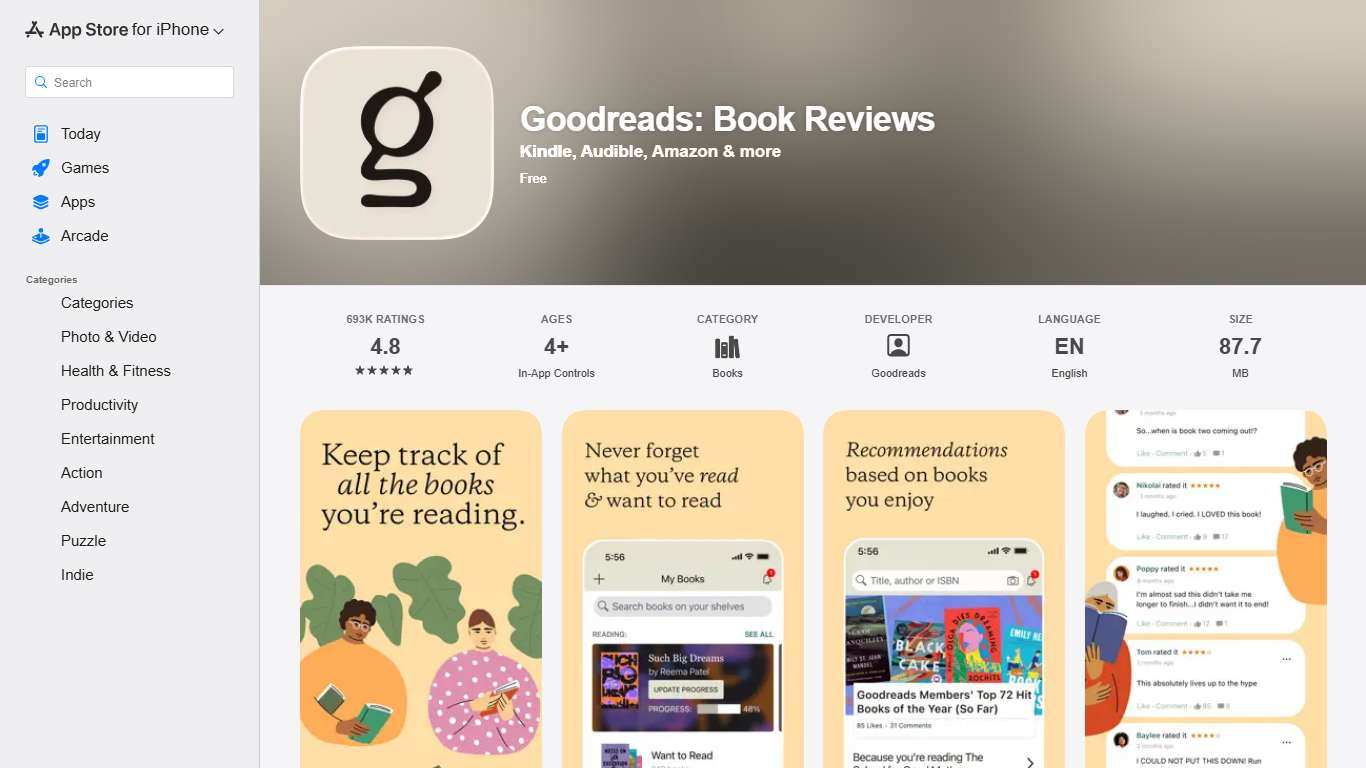 ‎Goodreads: Book Reviews App - App Store